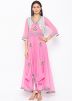 Pink Embroidered Asymmetric Cowl Style Kurta Set