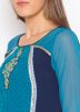 Blue Embroidered Paneled Long Kurta With Palazzo