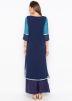 Blue Embroidered Paneled Long Kurta With Palazzo