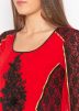 Red Embroidered Readymade Bell Sleeved Kurta Set