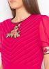 Pink Embroidered Asymmetric Puff Sleeved Kurta Set