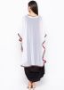 White and Black Cape Style Asymmetric Cowl Kurta Set