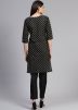 Readymade Black Printed Cotton Kurti With Pant