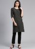 Readymade Black Printed Cotton Kurti With Pant