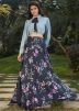 Readymade Blue Top With Floral Printed Long Skirt