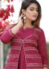 Magenta Cotton Gota Patti Laced Jacket Style Kurta Set