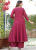 Magenta Cotton Gota Patti Laced Jacket Style Kurta Set