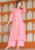 Peach Gota Patti Laced Jacket Style Kurta With Palazzo