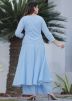 Blue Readymade Gota Patti Work Jacket Style Kurta Set