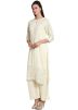 Cream Readymade Gota Patti Laced Kurta Set