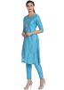 Readymade Blue Cotton Silk Kurta With Pant