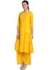 Yellow Readymade Tiered Long Kurta With Palazzo