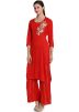 Red Gota Patti Embellished Kurta Palazzo Set