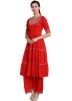 Red Gota Patti Laced Tiered Kurta With Palazzo