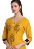 Yellow Floral Block Printed Asymmetric Kurti Dhoti Set