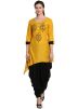 Yellow Floral Block Printed Asymmetric Kurti Dhoti Set