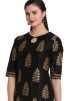 Black Block Printed Readymade Cotton Silk Kurta Set