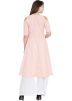 Peach Cold Shoulder Long Kurta With Palazzo