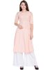 Peach Cold Shoulder Long Kurta With Palazzo