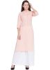 Peach Cotton Slit Style Long Kurta Palazzo Set