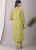 Green Block Printed Readymade Kurta With Palazzo