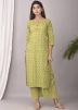 Green Block Printed Readymade Kurta With Palazzo