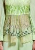 Green Embroidered Puff Sleeved Peplum Top With Palazzo