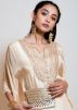 Cream Gota Patti Embellished Kaftan With Palazzo