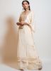 Cream Gota Patti Embellished Kaftan With Palazzo