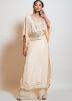 Cream Gota Patti Embellished Kaftan With Palazzo