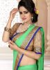 Green Georgette Patch Border Saree