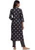 Printed Black Readymade Suit With Cotton Pant