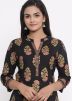 Black Readymade Cotton Suit With Printed Palazzo