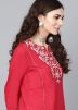 Red Embroidered Readymade Kurta Palazzo Set