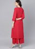 Red Embroidered Readymade Kurta Palazzo Set