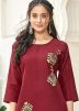 Maroon Embroidered Readymade Kurta Set