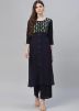 Readymade Blue Side Slit Kameez Palazzo Set