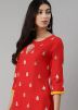 Red Gota Patti Embroidered Kurta With Gharara