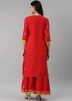 Red Gota Patti Embroidered Kurta With Gharara