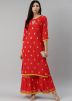 Red Gota Patti Embroidered Kurta With Gharara