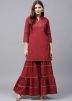 Maroon Gota Patti Laced Kurti With Gharara