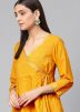 Yellow Gota Patti Embellished Angrakha Style Kurta Set