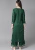 Green Readymade Straight Cut Kurta With Palazzo