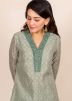 Readymade Printed Grey Kameez Pant Set