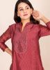 Readymade Bandhej Printed Red Kurta Set