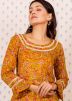 Readymade Yellow Block Printed Kurta Set With Sharara