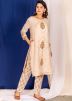 Readymade Cream Floral Block Printed Kurta Set