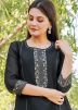 Readymade Black Chanderi Kurta Set