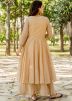 Readymade Beige Anarkali Kurta Set In Chanderi