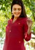 Readymade Maroon Chanderi Kurta and Skirt Set